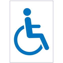 Restroom Stickers Vinyl Wheelchair Blue On White